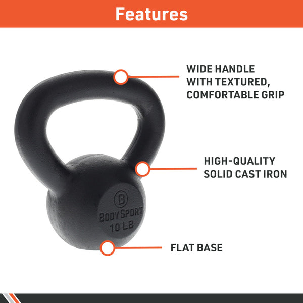 Body Sport&reg; Cast Iron Kettlebells for Building Strength
