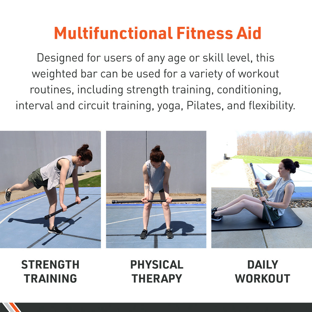 Resistance Bar Workout Routine BodySportยฎ Weighted Bars, Black